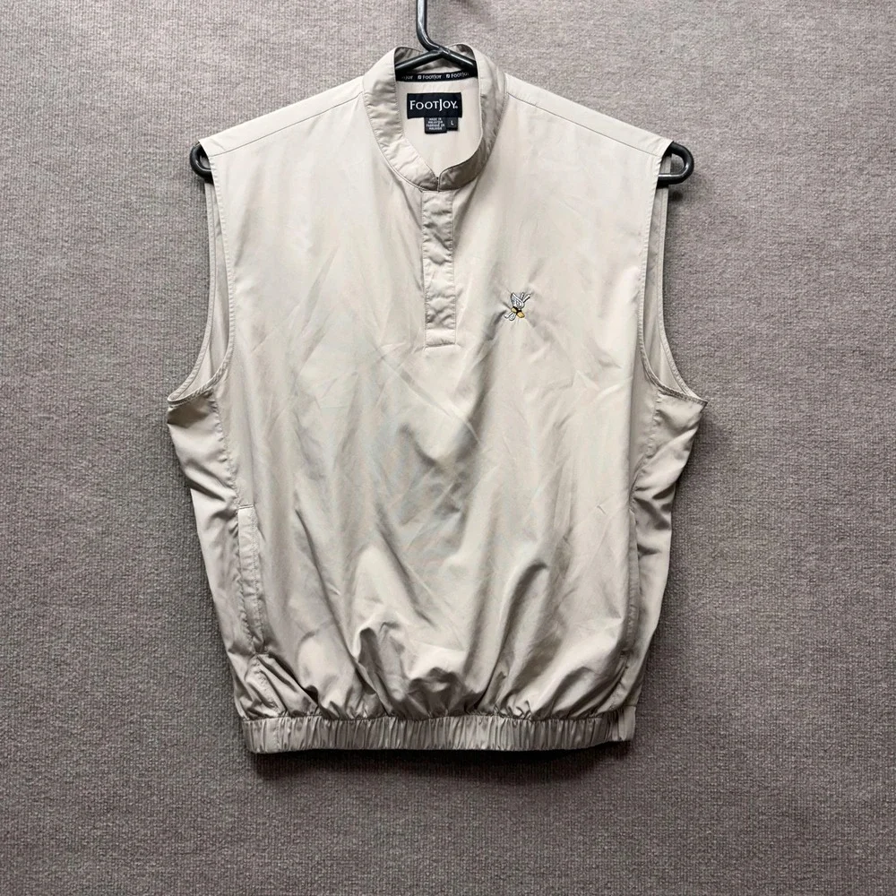 FootJoy Winged Foot Vest Mens Large Beige Golf Windbreaker Pullover Lightweight